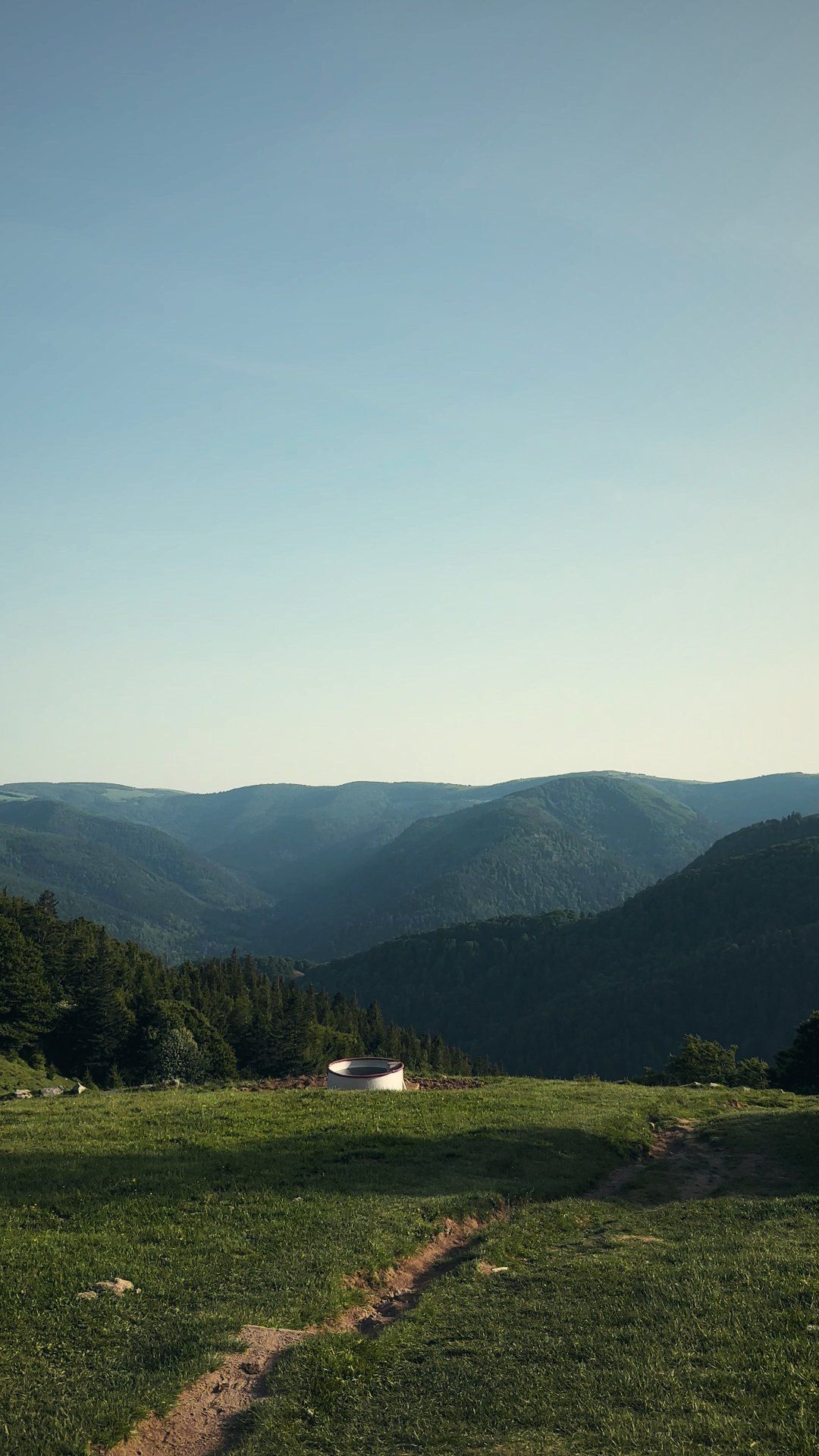 Meadow path and valleys at the Hohneck in the Vosges