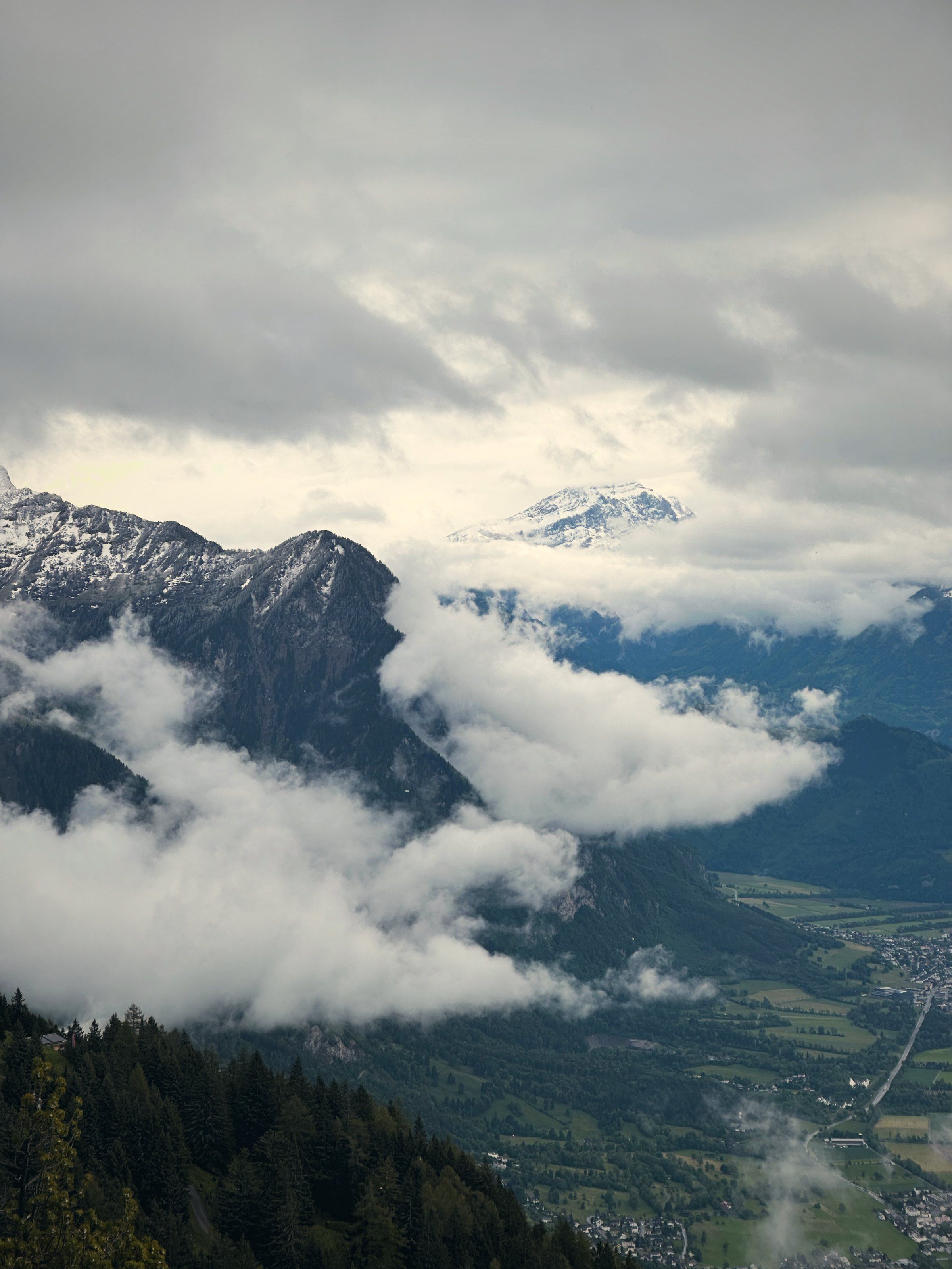 Peaks rising out of a sea of clouds in Liechtenstein